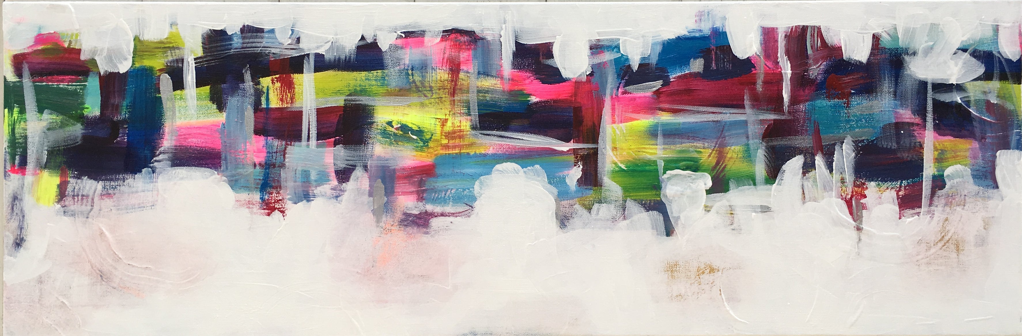 Abstract and modern acrylic painting of spring in the City by Alison Corteen, artbyalisonc.